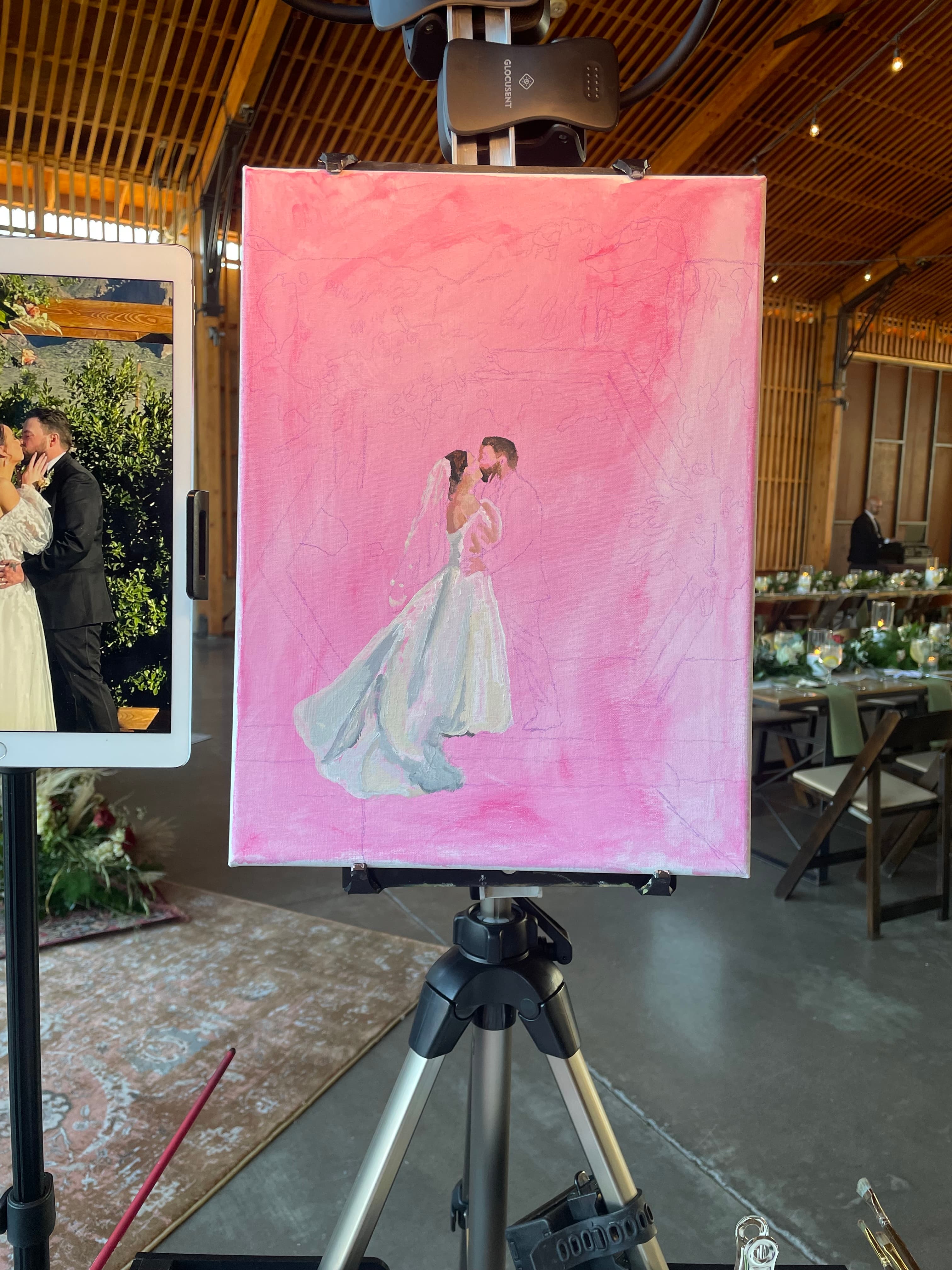 Live wedding painting in progress